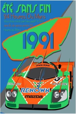 24 Heures Le Mans - 1991 - Vintage Auto Racing Poster-8 x 12 Inches