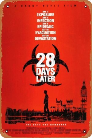 28 Days Later Horror Movie Poster Metal Tin Sign Retro Style Wall Plaque Decoration 8x12 inch
