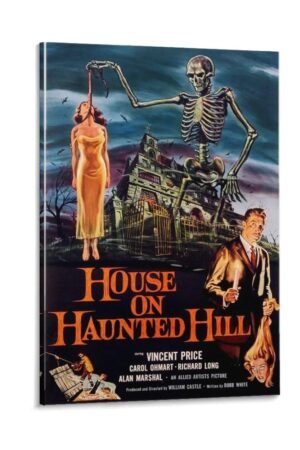 50s Posters House on Haunted Hill Horror Movie Posters Poster Decorative Painting Canvas Wall Art Living Room Posters Bedroom Painting 24x36inch(60x90cm)