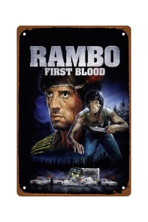 Action Thriller Movies Metal Wall Tin Sign Classic Fighting Film Man Cave Decor Retro Gift Vintage Rambo Movies Decorations 8"x12"