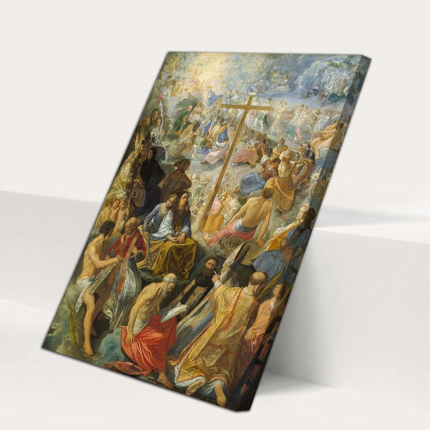 Adam Elsheimer The Altarpiece of the Holy Cross Poster Vintage Oil Painting Print Wall Art Canvas Painting Modern Bedroom Decor Picture (Framed, (16x24inch(40x60cm)