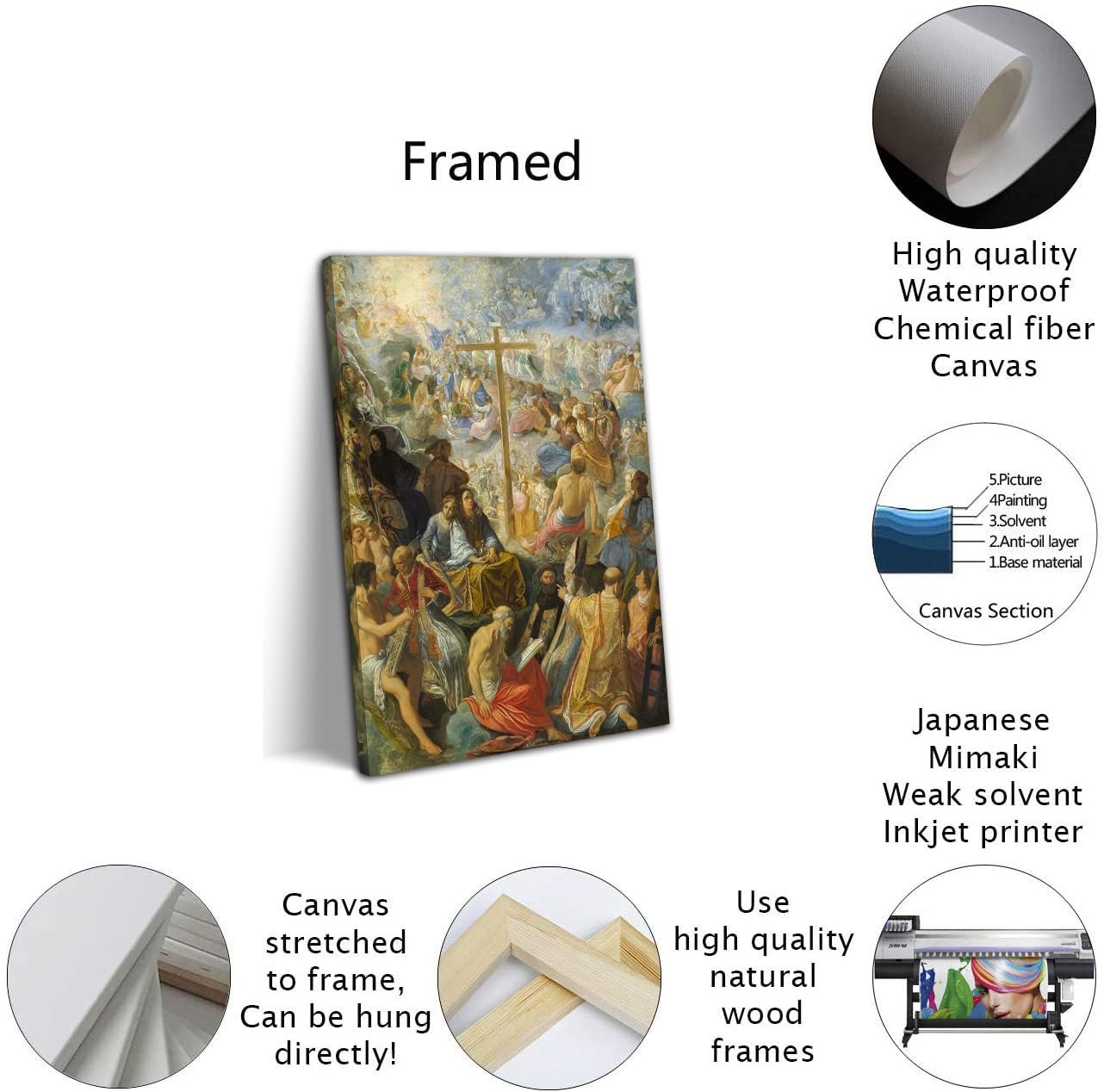 Adam Elsheimer The Altarpiece of the Holy Cross Poster Vintage Oil Painting Print Wall Art Canvas Painting Modern Bedroom Decor Picture (Framed, (16x24inch(40x60cm)