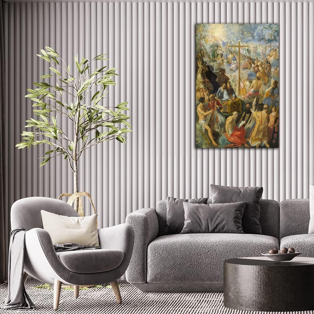 Adam Elsheimer The Altarpiece of the Holy Cross Poster Vintage Oil Painting Print Wall Art Canvas Painting Modern Bedroom Decor Picture (Framed, (16x24inch(40x60cm)