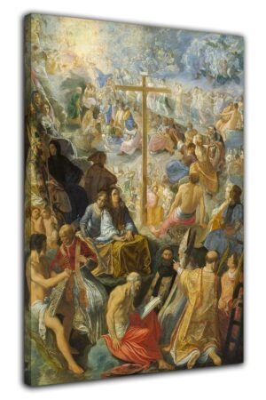 Adam Elsheimer The Altarpiece of the Holy Cross Poster Vintage Oil Painting Print Wall Art Canvas Painting Modern Bedroom Decor Picture (Framed, (16x24inch(40x60cm)