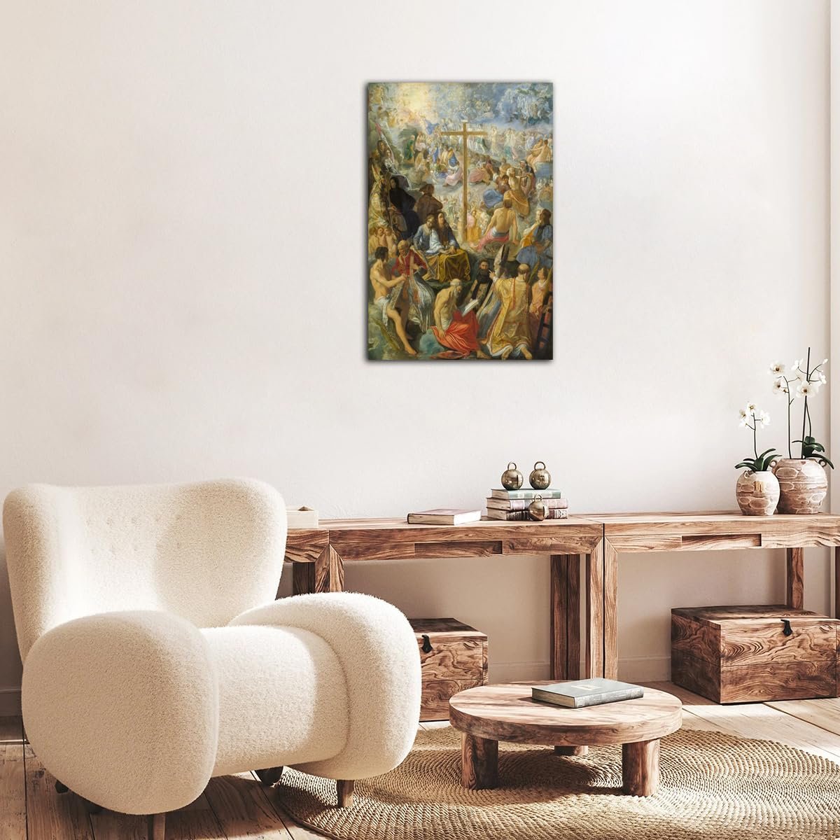 Adam Elsheimer The Altarpiece of the Holy Cross Poster Vintage Oil Painting Print Wall Art Canvas Painting Modern Bedroom Decor Picture (Framed, (16x24inch(40x60cm)