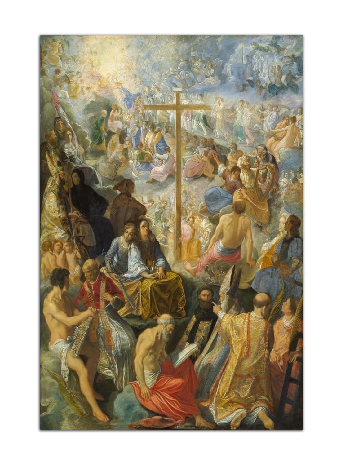 Adam Elsheimer The Altarpiece of the Holy Cross Poster Vintage Oil Painting Print Wall Art Canvas Painting Modern Bedroom Decor Picture (Framed, (16x24inch(40x60cm)