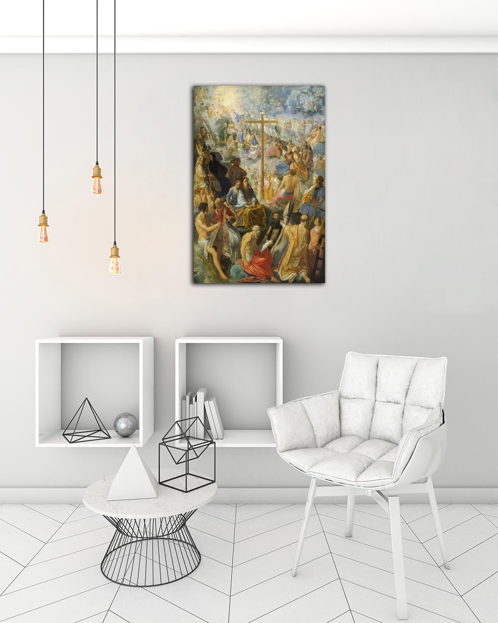 Adam Elsheimer The Altarpiece of the Holy Cross Poster Vintage Oil Painting Print Wall Art Canvas Painting Modern Bedroom Decor Picture (Framed, (16x24inch(40x60cm)