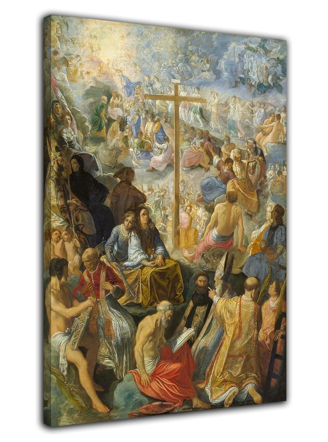 Adam Elsheimer The Altarpiece of the Holy Cross Poster Vintage Oil Painting Print Wall Art Canvas Painting Modern Bedroom Decor Picture (Framed, (16x24inch(40x60cm)