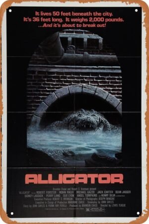 Alligator 1980 Horror Movie Poster Metal Tin Sign Vintage Style Wall Plaque Decor 8x12 inch