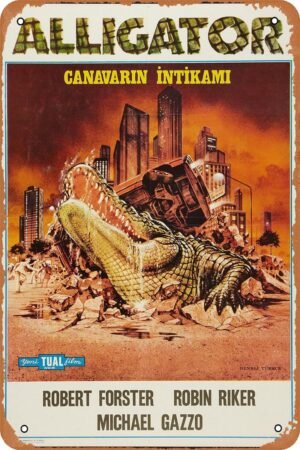 Alligator Horror Movie Poster Metal Tin Sign Vintage Style Wall Plaque Decor 8x12 inch