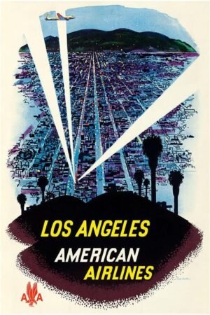 American Airlines - California - Los Angeles - Vintage Airline Travel Poster-8 x 12 Inches - US/CAN Only