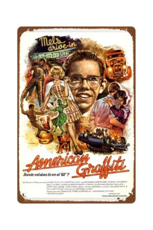 American Graffiti Movie Metal Wall Tin Sign Retro Film Poster Man Cave Decor Retro Gift Vintage Decorations 8"x12"