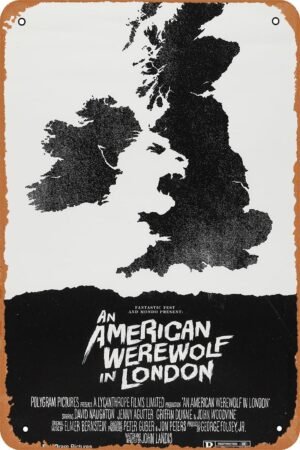 An American Werewolf in London Movie Poster Movie Metal Tin Sign Retro Vintage Wall Art Decor Gifts for Man Women 8x12 inches