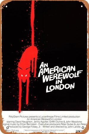 An American Werewolf in London Movie Poster Movie Metal Tin Sign Retro Vintage Wall Art Decor Gifts for Man Women 8x12 inches