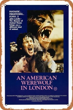 An American Werewolf In London Poster Horror Movie Tin Sign,Retro Style Metal Sign,Home,bar Decoration Metal Poster 8x12 inches