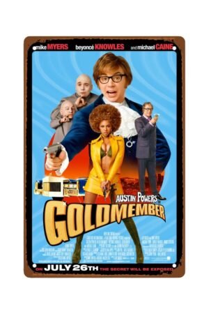 Austin Powers In Goldmember Man Cave Decor Classic Film Poster Retro Metal Wall Tin Sign Retro Gift Vintage Decorations Room Decor 8"x12"