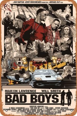 Bad Boys Movie Poster Movie Metal Tin Sign Retro Vintage Wall Art Decor Gifts for Man Women 8x12 inches