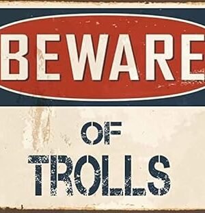Beware of Trolls Vintage Tin Sign Home Wall Decor Art Room for Home Office Bedroom Living Metal Decoration 8x12inch
