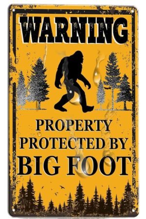 Bigfoot Sign Warning Property Protected by Bigfoot Metal Sign 8x12 in Vintage Home Camp Man Cave Yard Decor Outdoor for Bigfoot Lovers