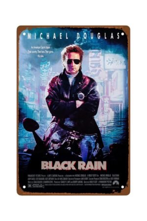 Black Rain Metal Wall Tin Sign Retro Film Poster Man Cave Decor Retro Gift Vintage Posters For Room Aesthetic Vintage Decorations 8"x12"