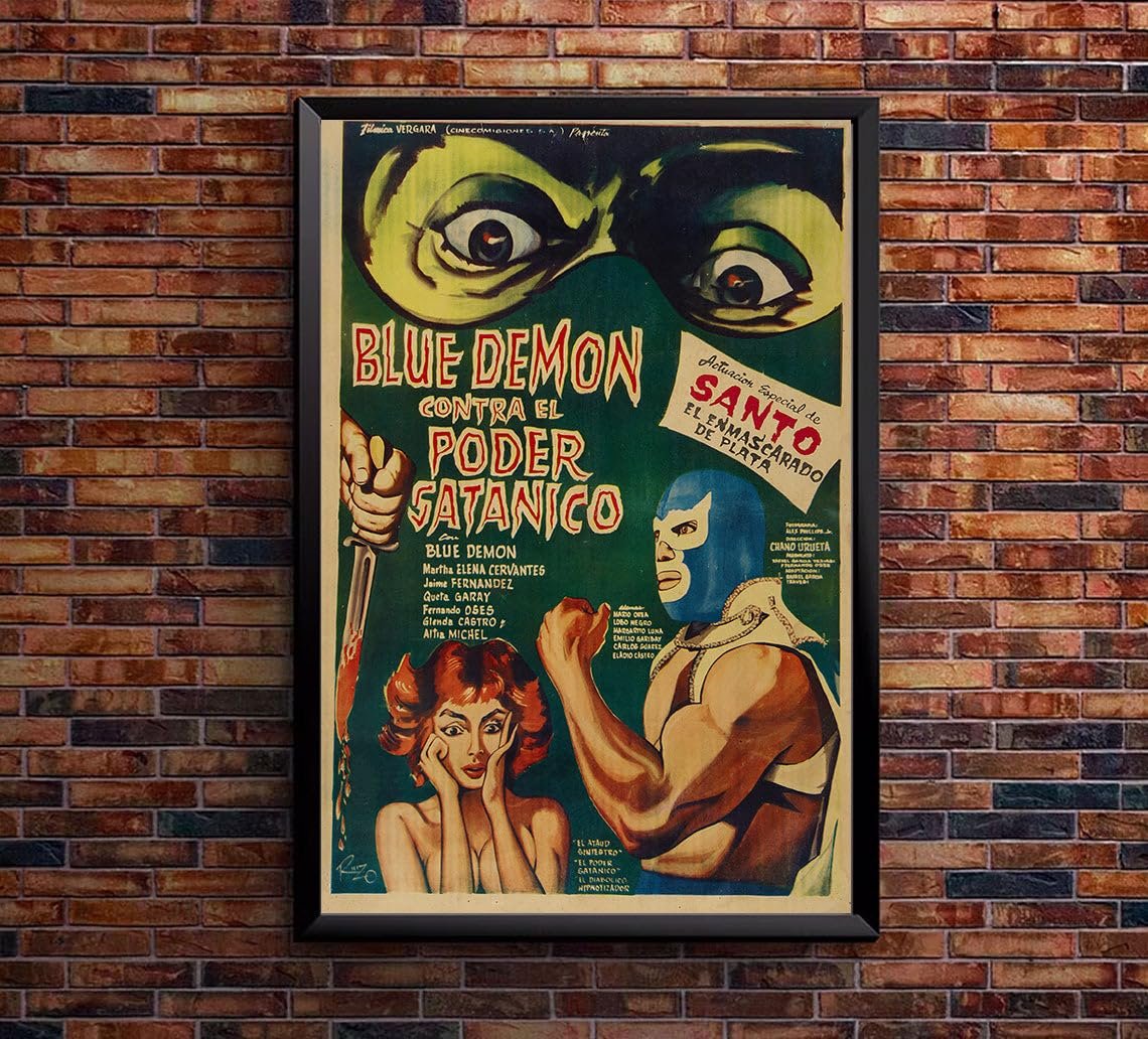 Blue Demon vs The Satanic Power - Santo - Lucha Mexican Wrestling Movie Poster-11 x 17 Inches