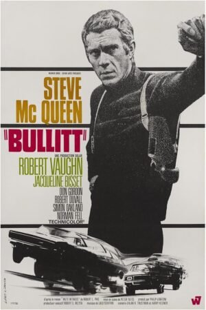 Bullitt 1968 - French - Steve McQueen - Vintage Classic Movie Poster-8 x 12 Inches - US/CAN only
