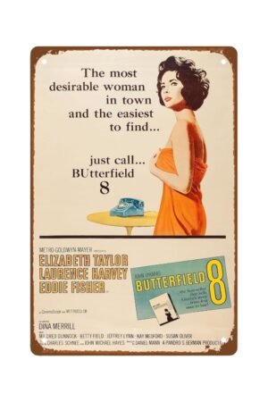 Butterfield 8 Movie Man Cave Decor Romantic Love Old Movies Metal Wall Tin Sign Retro Gift Vintage Decorations 8"x12"