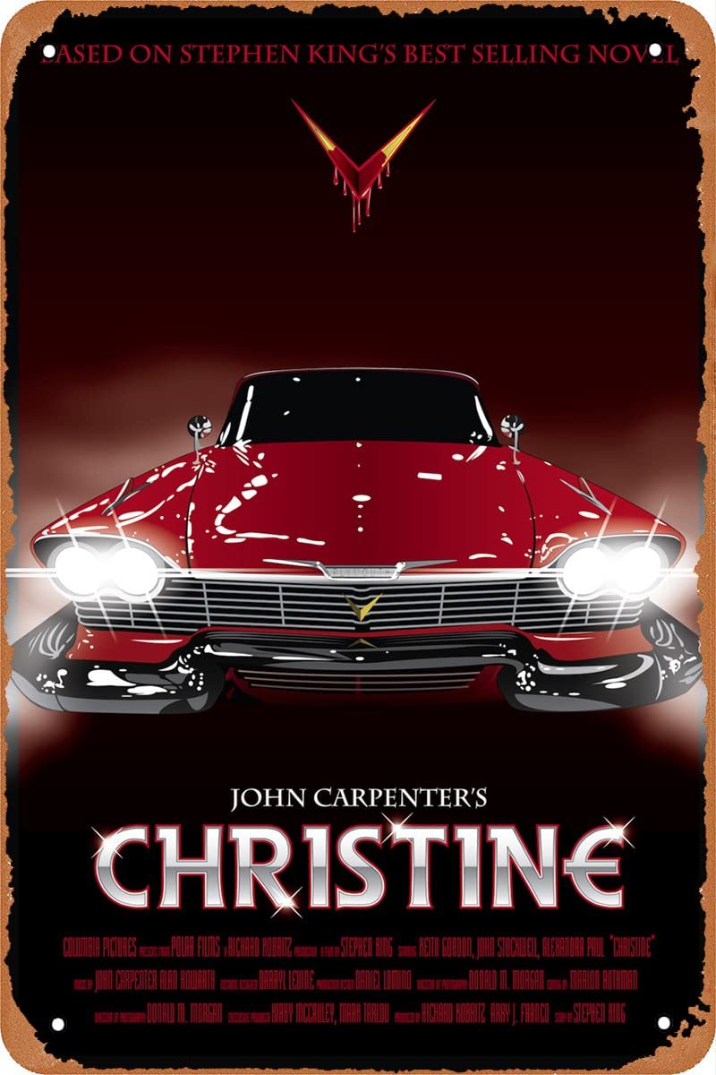 Christine Movie Poster Retro Metal Sign Vintage Tin Sign for Wall Decor Cafe Bar office Home Art Sign Gift 12 X 8 inch