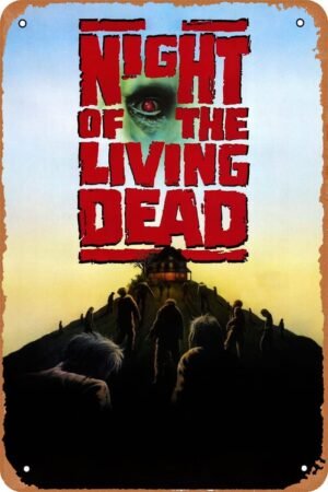 Classic Horror Film Movie Tin Sign Night of The Living Dead 1990 Movie Poster Vintage Retro Metal Sign 8x12 inch