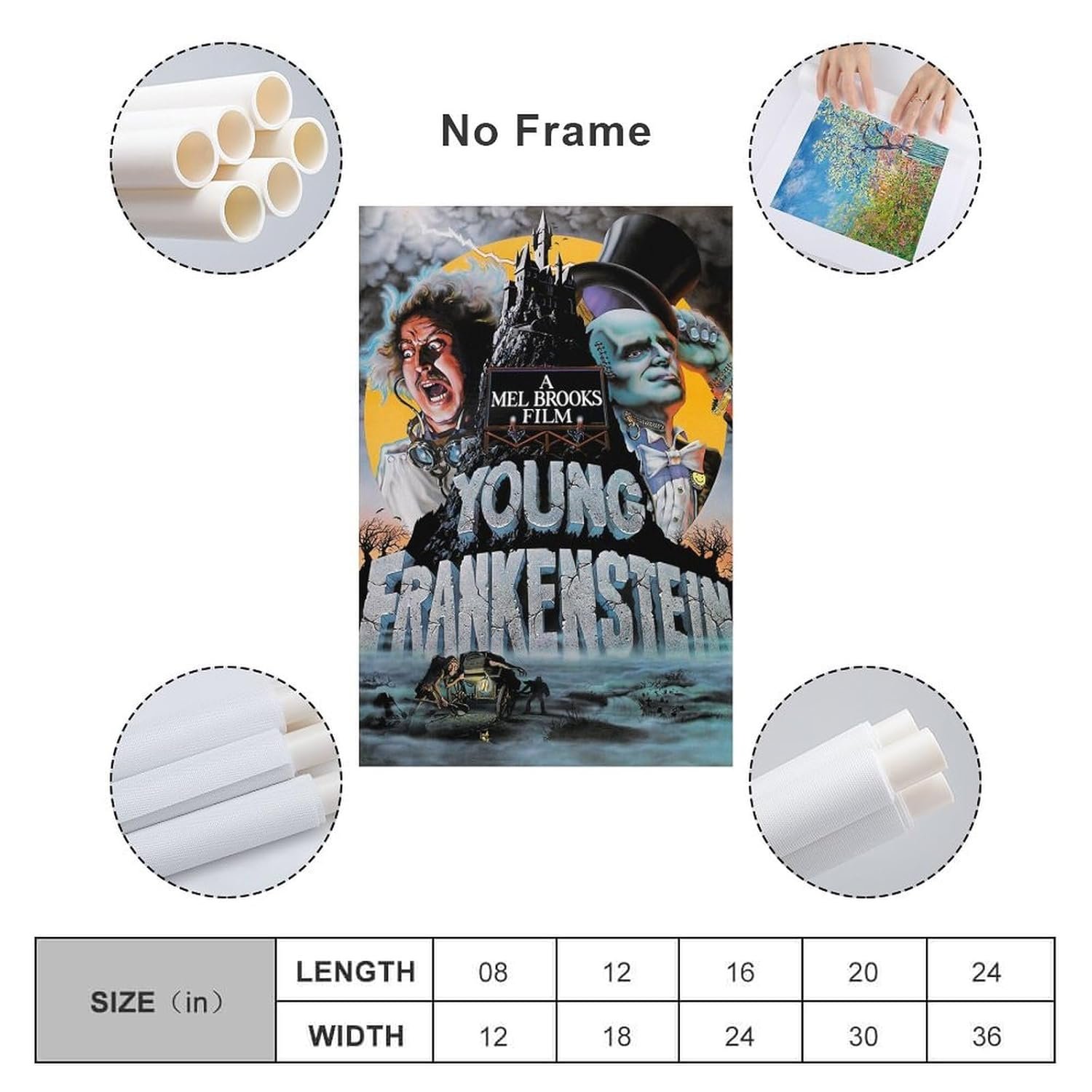 Classic Movie Posters Young Frankenstein Room Aesthetic Posters Cool Artwork Wall Art Home Decor Gift Ideas Canvas Art Poster And Wall Art Picture Print Modern Family Bedroom...