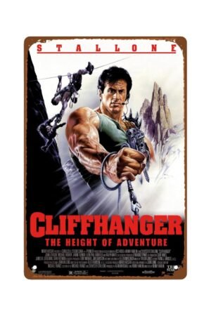 Cliffhanger Movie Metal Wall Tin Sign Action Adventure Movie Retro Gift Man Cave Decor Vintage Adventure Thriller Movie Decorations 8"x12"