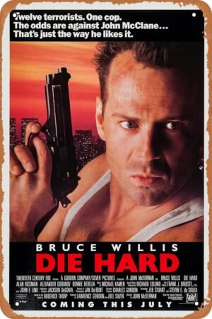 Clilsiatm Die Hard Movie Poster,Metal Tin Sign,Vintage Retro Home Club Wall Decor 8X12Inch