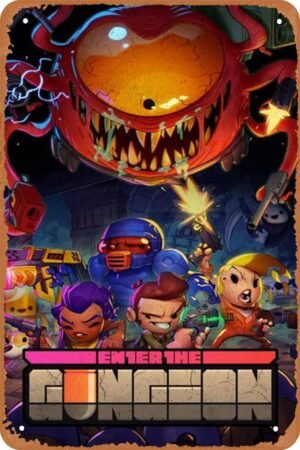 Clilsiatm Enter The Gungeon Game Poster Video Game Tin Metal Sign Vintage Wall Plaque Decor 8x12 Inch