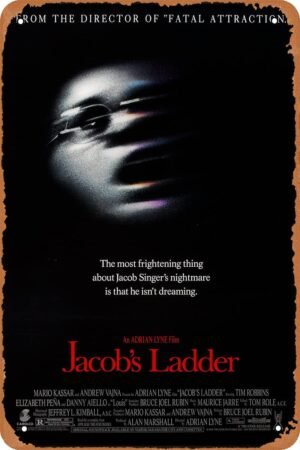 Clilsiatm Horror Movie Tin Sign,Jacob's Ladder Poster,Vintage Metal Sign for Wall Decor Gifts 8x12 inch