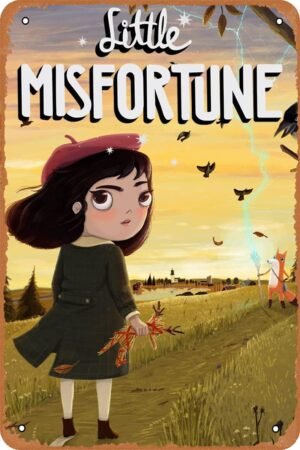 Clilsiatm Little Misfortune Game Poster Vintage Style Metal Sign Game Tin Sign 8x12 inch