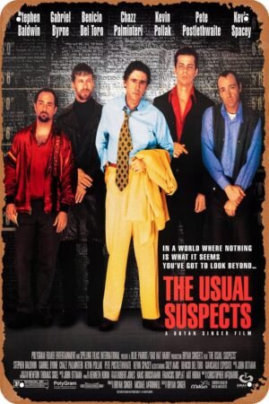 Clilsiatm The Usual Suspects Poster,Movie Metal Tin Sign,Vintage Retro Home Club Wall Decor 8X12Inch