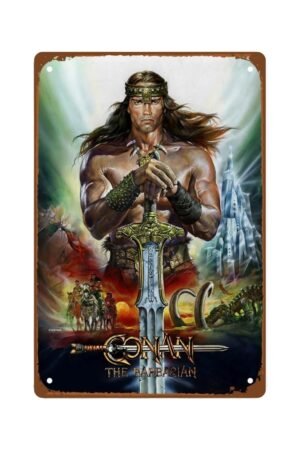 Conan The Barbarian Movie Man Cave Decor wall ar Muscular man room decor Metal Wall Tin Sign Retro Gift Vintage Decorations 8"x12"