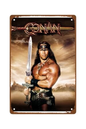 Conan The Barbarian Movie Man Cave Decor wall art Muscular man room decor Metal Wall Tin Sign Retro Gift Vintage Decorations 8"x12"