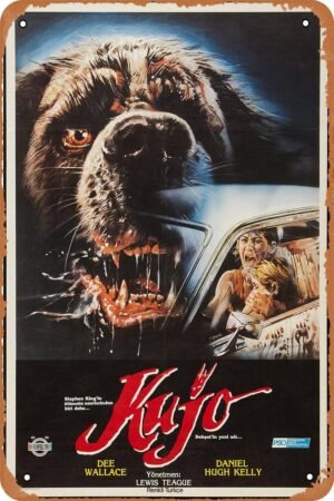 Cujo 1983 Horror Movie Poster Retro Metal Tin Sign Vintage Style Sign for Bar Pub Home Coffee Wall Decor 8x12 Inch