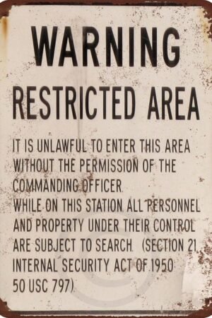 Custom Kraze Warning Military Restricted Area Vintage Look Reproduction Metal Sign 8 x 12
