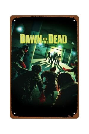 Dawn Of The Dead Movie Metal Wall Tin Sign Horror Bloody Movie Poster Retro Gift Man Cave Decor Vintage Decorations 8"x12"