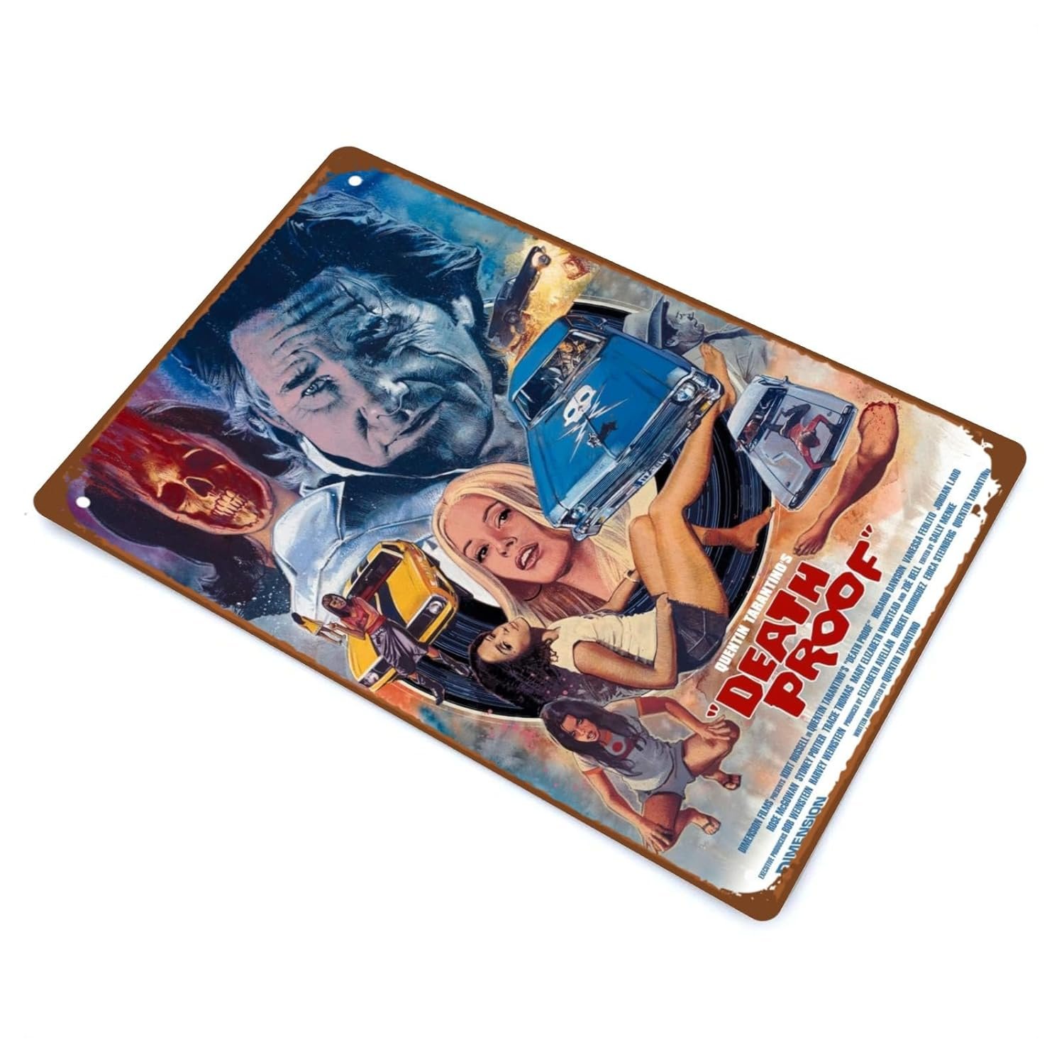 Death Proof Movie Metal Wall Tin Sign Action Movies Posters Man Cave Decor Retro Gift Vintage Classic Film Posters Retro Decorations 8"x12"
