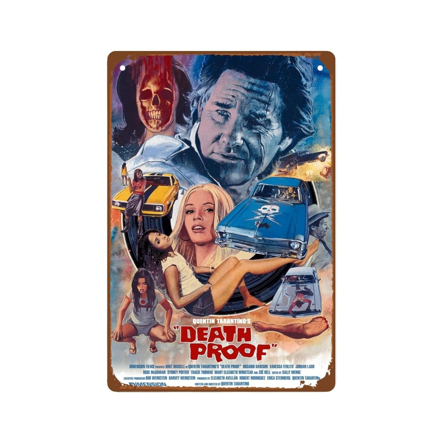 Death Proof Movie Metal Wall Tin Sign Action Movies Posters Man Cave Decor Retro Gift Vintage Classic Film Posters Retro Decorations 8"x12"
