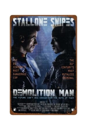 Demolition Man Movies Man Cave Decor Action Fighting Movie Metal Wall Tin Sign Retro Gift Vintage Action Science Fiction Movies Decorations 8"x12"