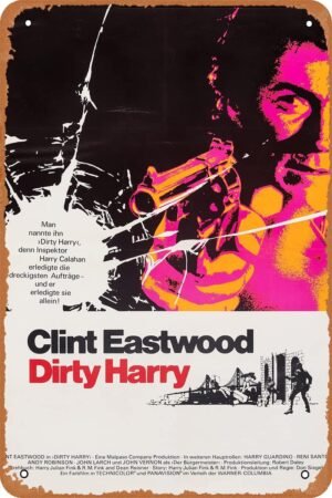 Dirty Harry 1971 Poster (Vintage Style) Metal Sign Movie Tin Sign (Size 8x12 inches)
