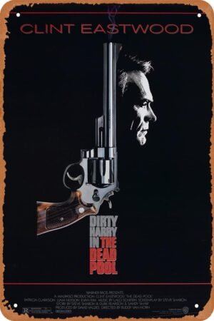 Dirty Harry Poster (Vintage Style) Metal Sign Movie Tin Sign (Size 8x12 inches)
