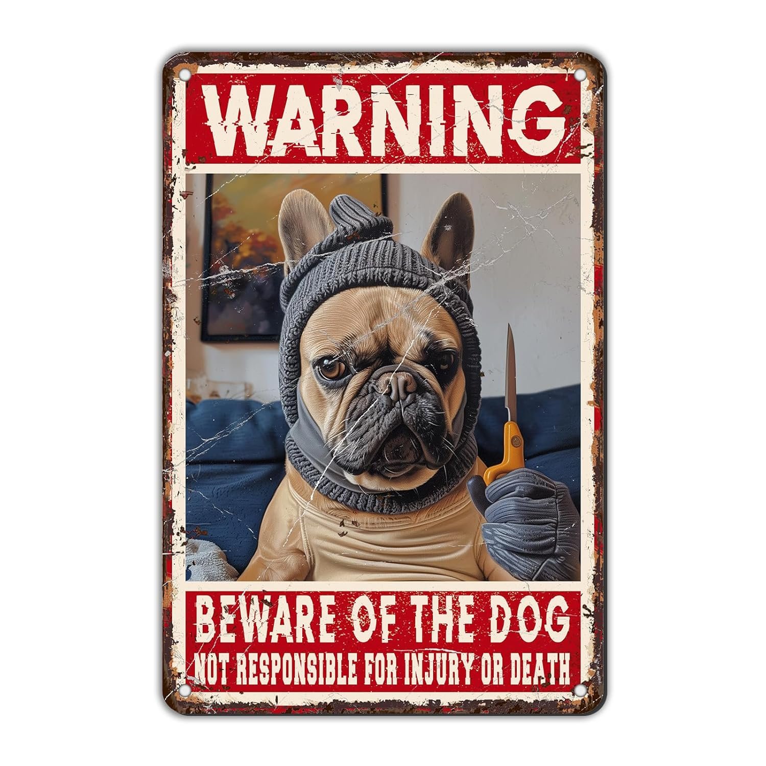 Dog Metal Tin Sign Beware Of The Dog The Cat Is Shady Too Cat Sign Retro Wall Art Decor Funny Signs Vintage Bar Pub Club Indoor Home Gifts 12 * 8in