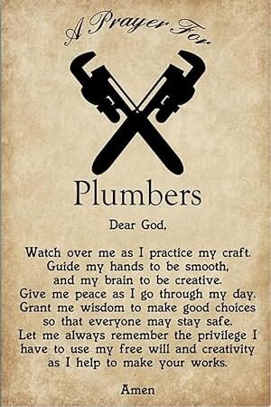EIEJCIFN Plumber A Prayer for Plumbers Dear God Watch Over Me As I Practice My Craft,12x8 Inches Vintage Funny Poster Wall Decor Art Gift Retro Picture Metal Sign