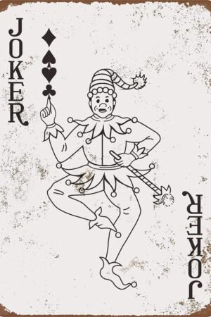 Eveokoki Metal Sign 12 x 16inches - Black Joker Retro Poker Man Cave Vintage Look Tin Sign Wall Decoration Bar Cafe Home Decor Plaque