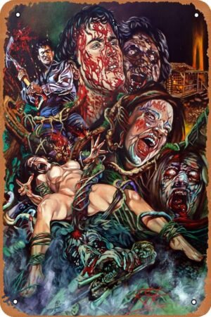 Evil Dead Movie Poster Movie Metal Tin Sign Retro Vintage Wall Art Decor Gifts for Man Women 8x12 inches